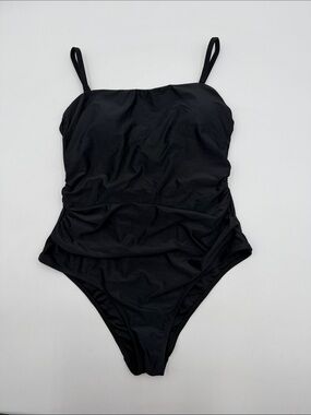 CUPSHE Straight Neckline Ruched Adjustable Straps Removable Bra Pads Swimsuit
